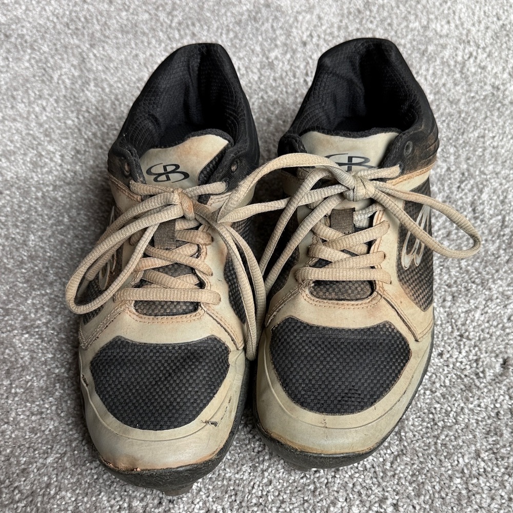 Kids Beige and Black Athletic Sneakers